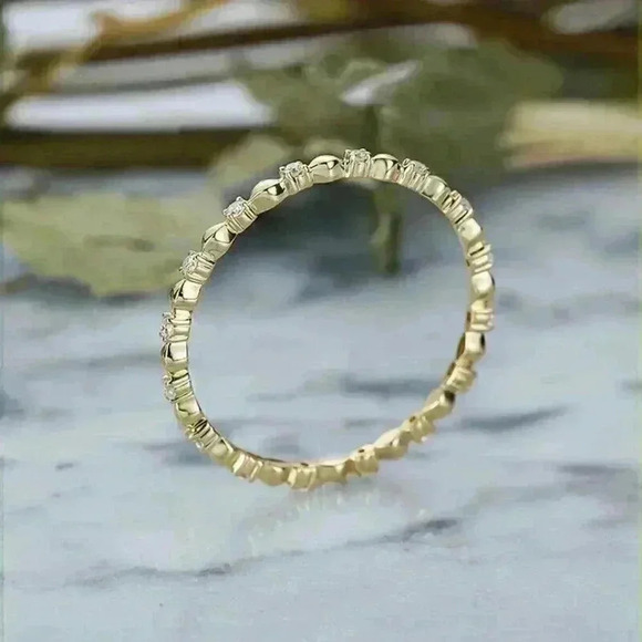 New 18k Gold Plated CZ Thin Band Ring - Picture 5 of 5